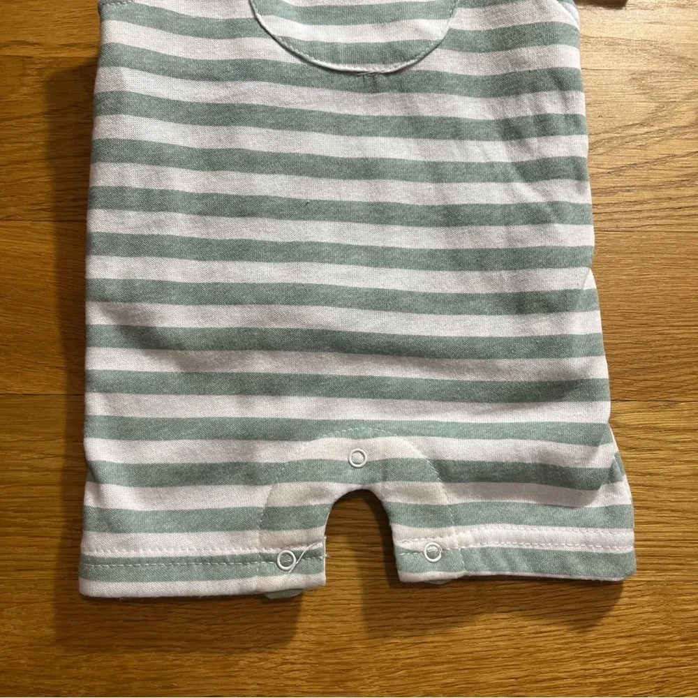 NWOT Lila & Jack Baby Boy 3-6M Green & White Striped Romper Set Nautical Cute
